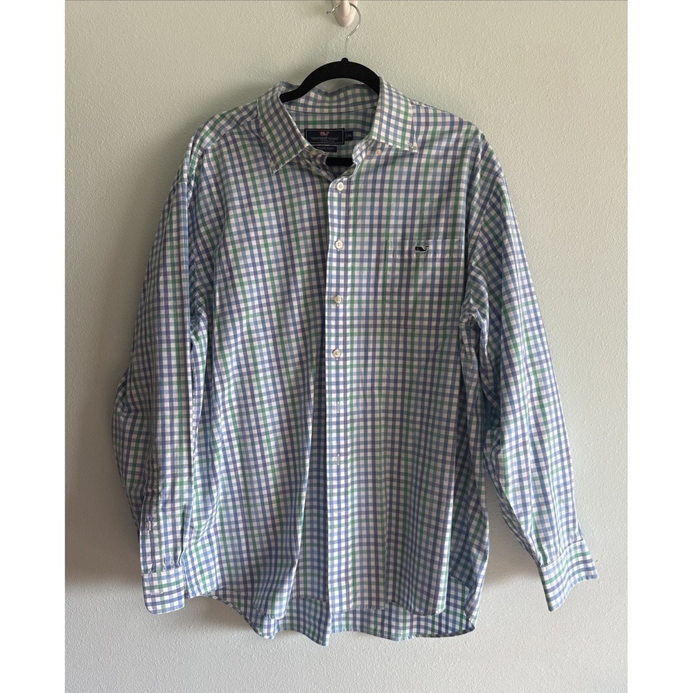 Vineyard Vines Shirt Mens 2XL XXL Button Up Classic Fit Tucker Shirt Blue White